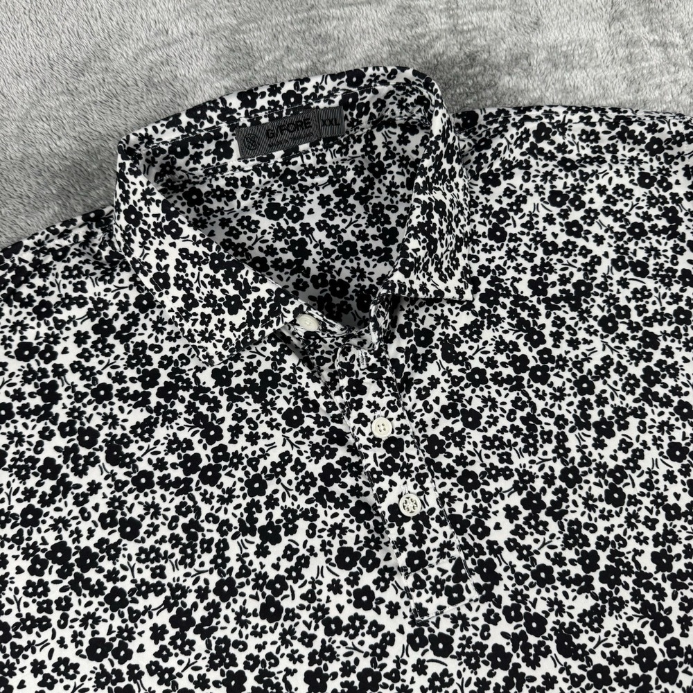 G/FORE Polo Shirt Men's 2XL Black White Floral Golf Performance Athletic EUC